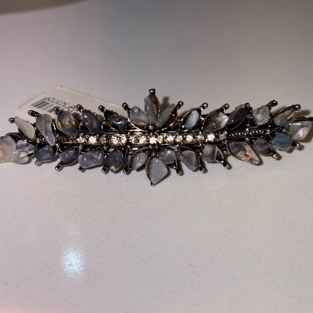 Sephora France Luxe barrette natural stone chalcedony rhinestone Hair Clip